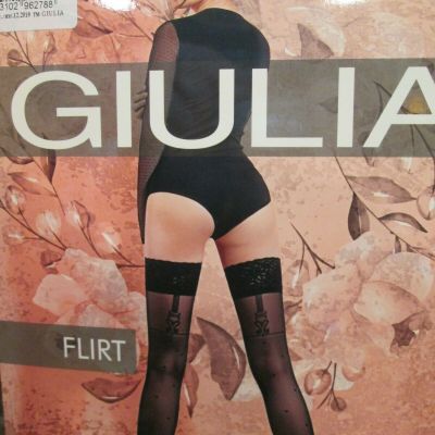 GIULIA FLIRT CRISS CROSS DOTS  HOLD UP STOCKINGS  20 DEN 2 SIZES BLACK